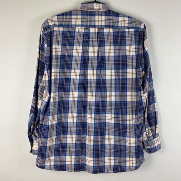Gitman Bros Plaid Button Down Shirt Mens L Blue White 100% Cotton Made in USA - Picture 5 of 10